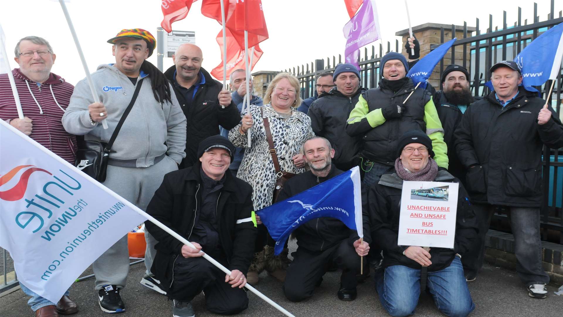 Drivers on the picket line on Friday. Picture: Steve Crispe.