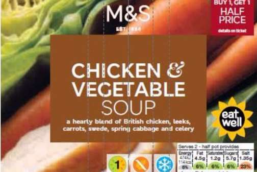Marks & Spencer is recalling its Chicken and Vegetable Soup. Picture: Marks & Spencer