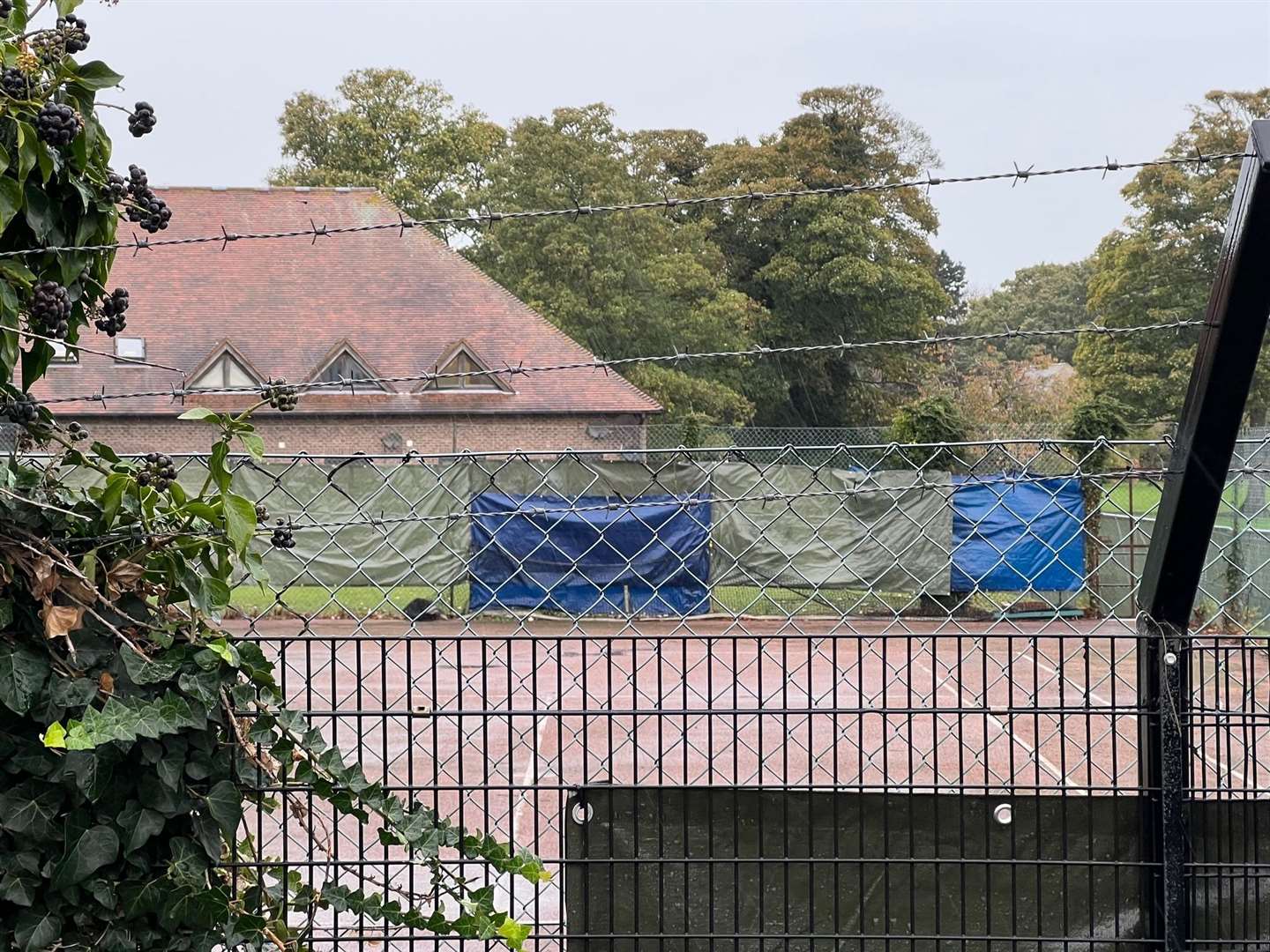 Manston immigration centre - glimpsed from behind the fences