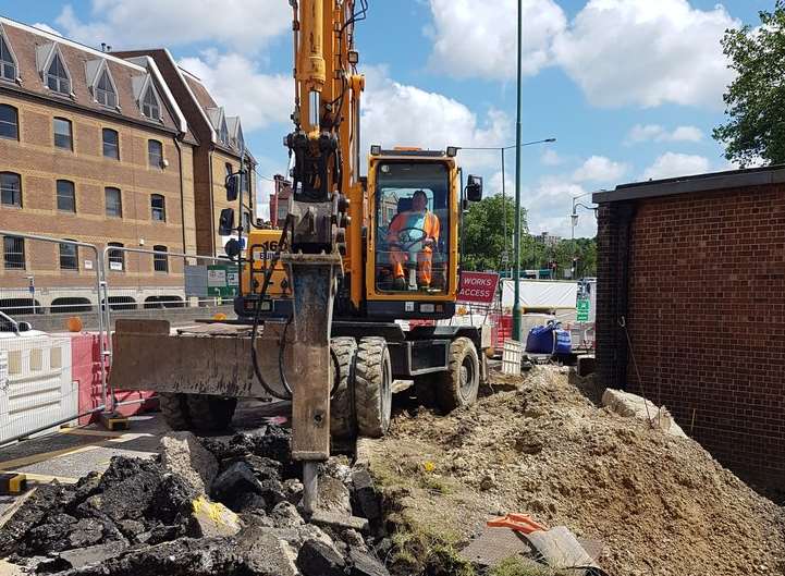 Work continues on the gyratory. Picture: @MaidstoneBridge
