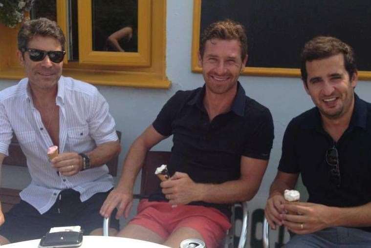 Andre Villas-Boas, known as AVB, was all smiles in Reculver with his assistant coaches. Pic: Elwyn Morris