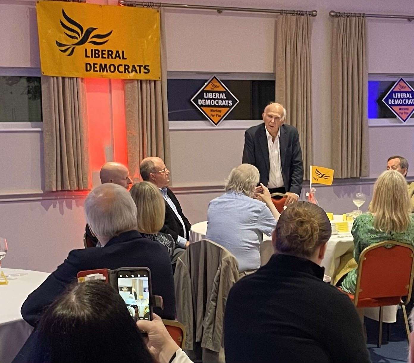 Sir Vince Cable addressing the meeting
