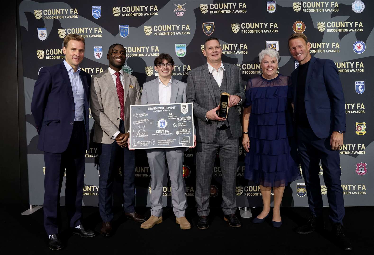 The Kent FA collect the Brand Engagement Award at the County FA Recognition Awards at Wembley Stadium. Picture: The FA/The FA via Getty Images