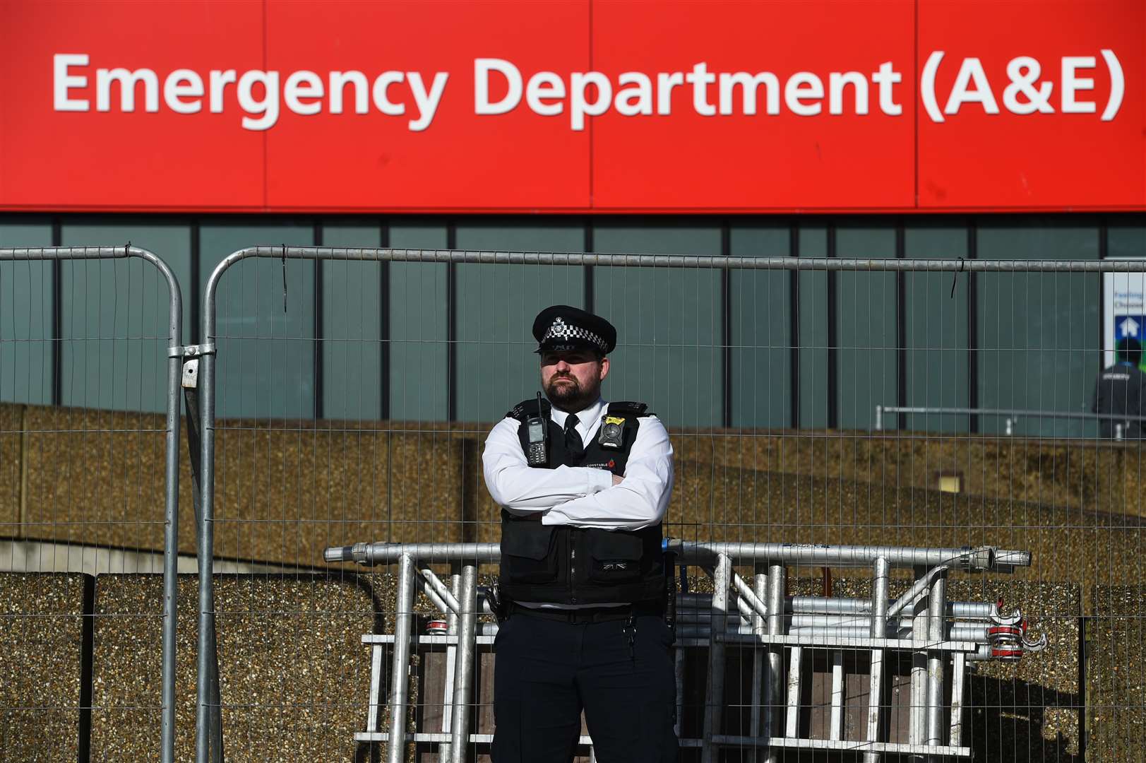 Police on patrol outside St Thomas’ Hospital (Kirsty O’Connor/PA)