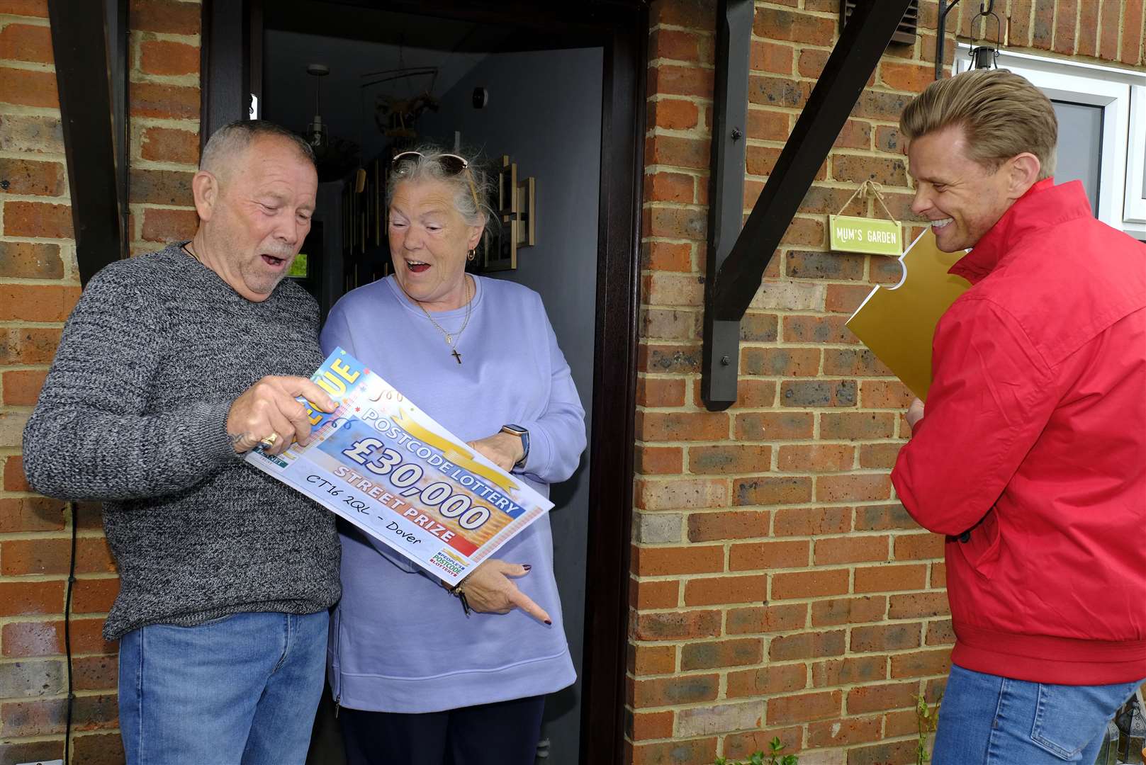 Roddy Hayward and wife Karen were surprised by Jeff Brazier. Picture: People’s Postcode Lottery