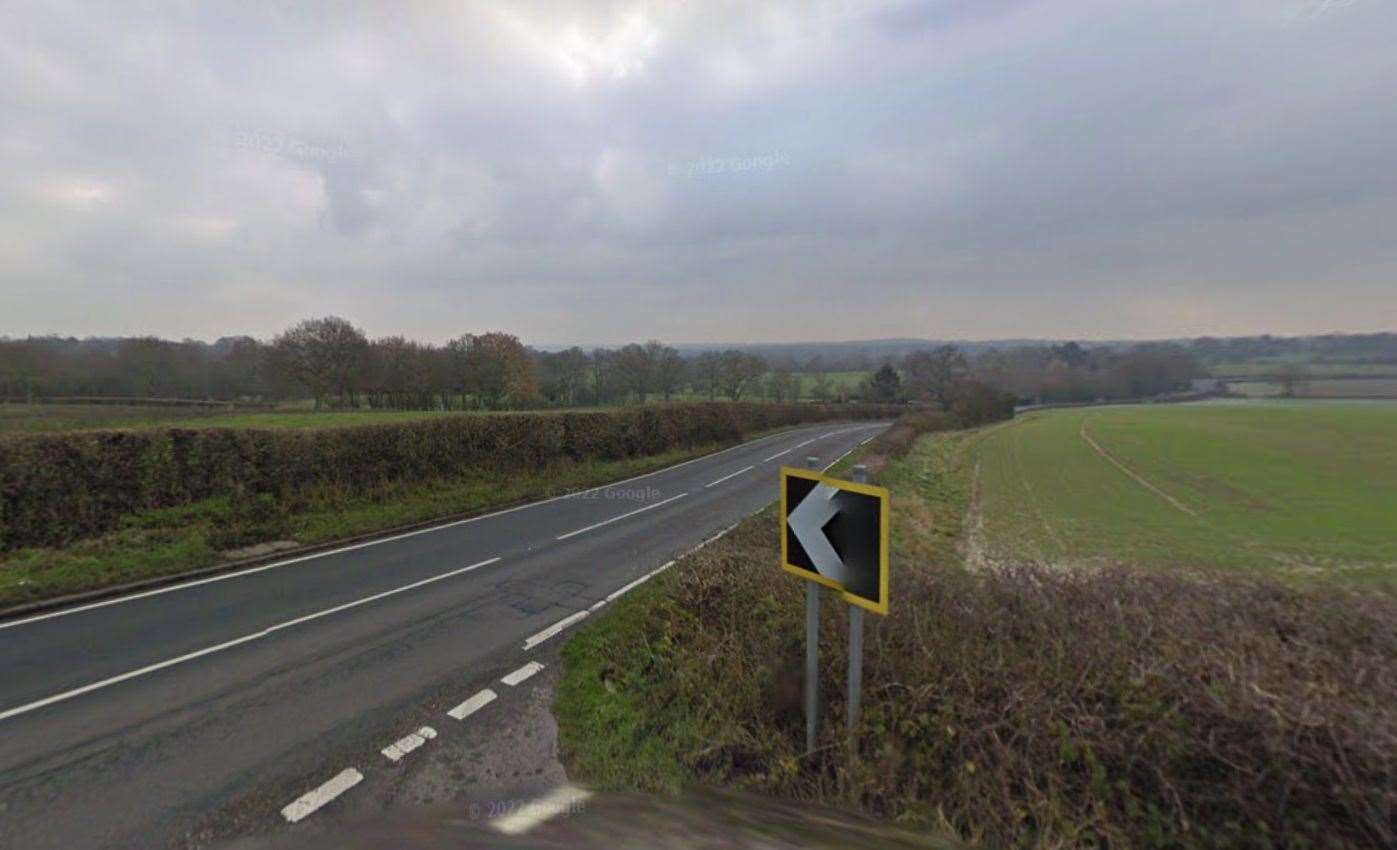 The rush-hour crash happened on the A28 near High Halden. Picture: Google