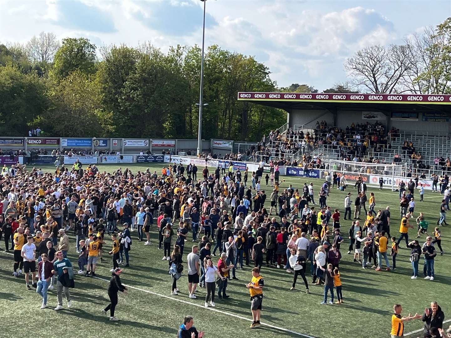 The celebrations begin as Maidstone are confirmed National South champions