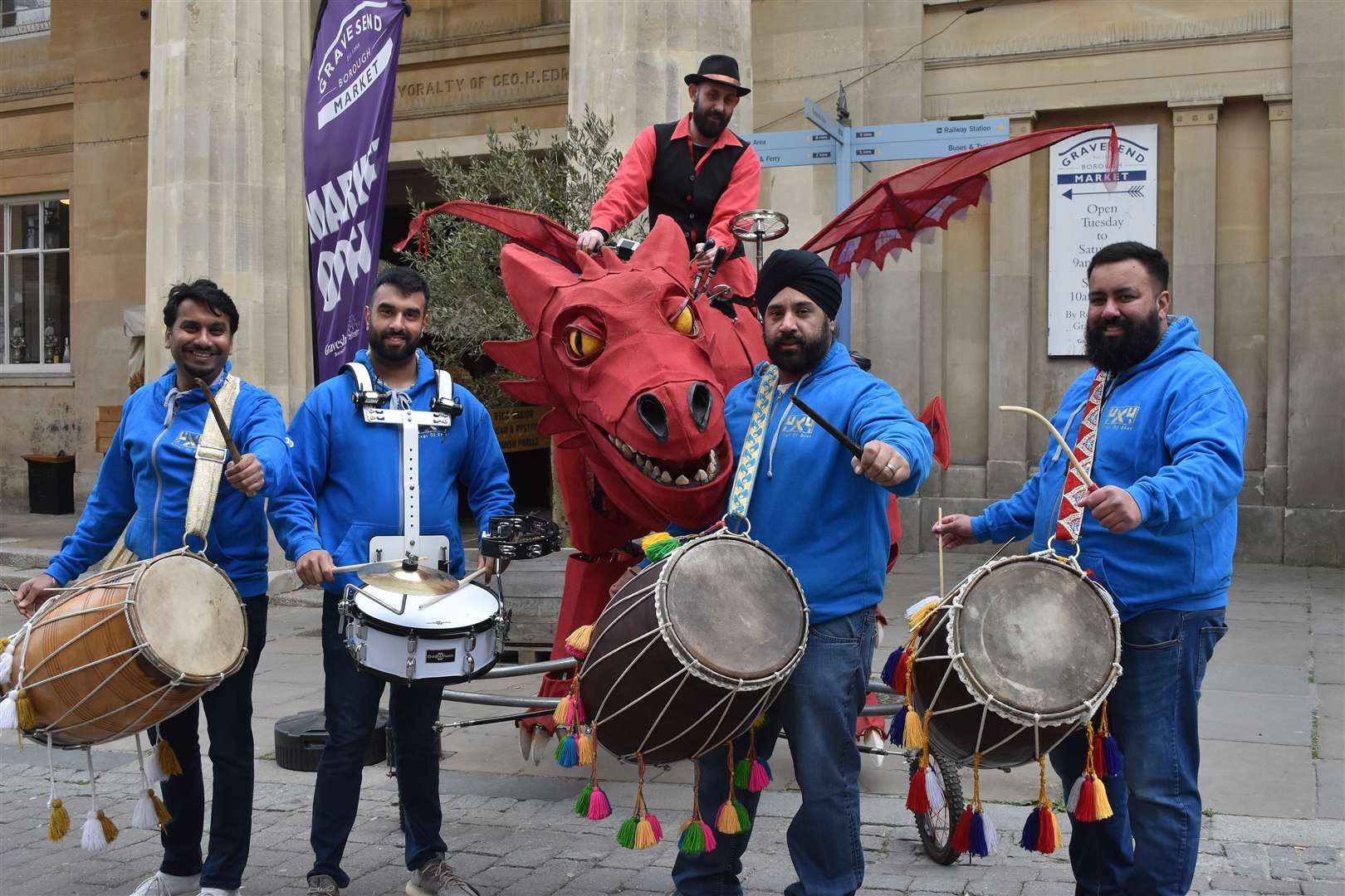 Drummers and the Dragon in Gravesend on Friday Photo: Jason Arthur