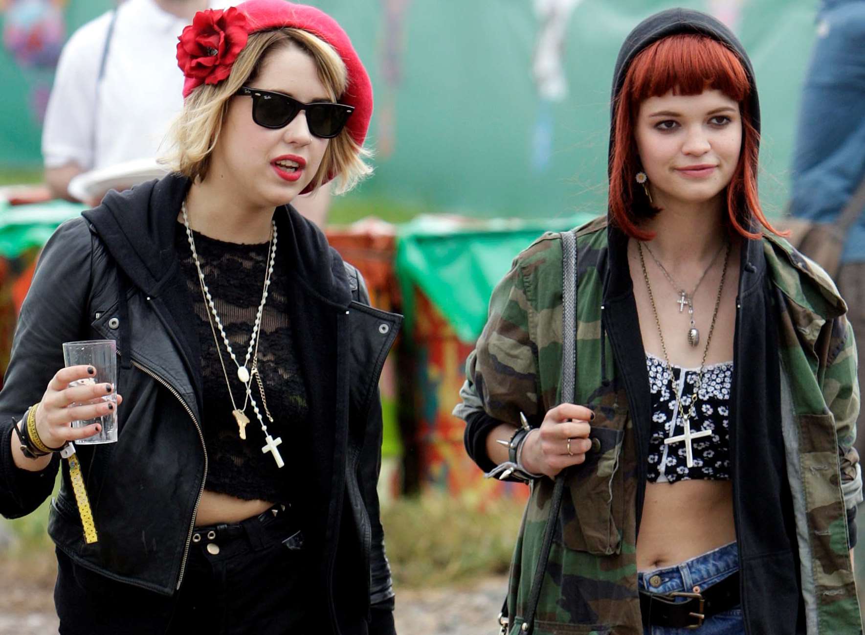 Peaches Geldof (left) with sister Pixie at Glastonbury Festival in 2009. Picture: Jonathan Brady/SWNS.com