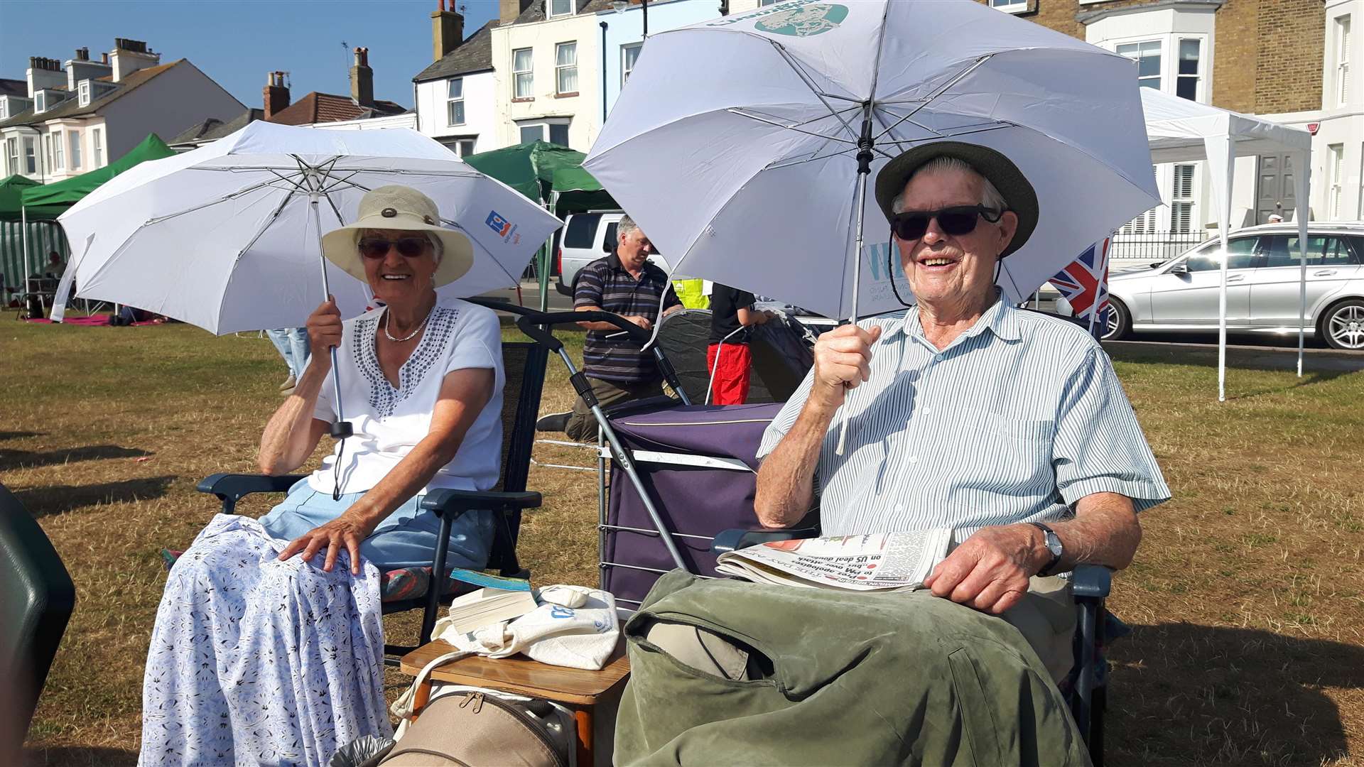 Jan, 84, and Paul Handley, 87, enjoying the sunshine last month (3416549)