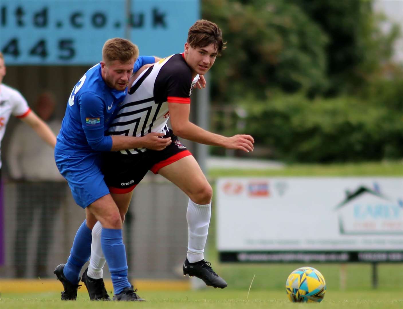 Teenager George Jenner proves too much of a handful for Faversham Strike Force. Picture: Paul Willmott
