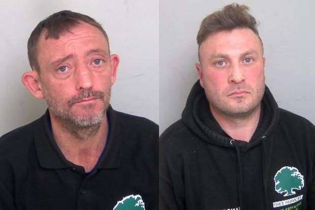 Marc Osbourn, left and Mark Thwaites, right, defrauded old and vulnerable residents by posing as tree surgeons. Photo: Essex Police. (19373202)