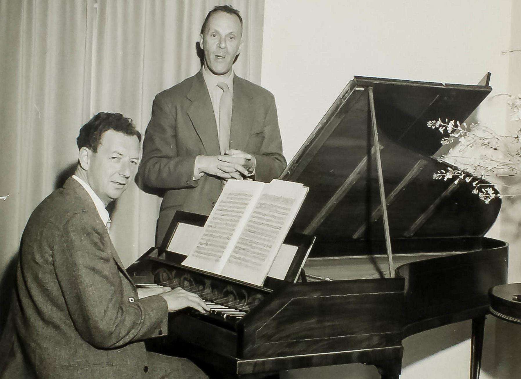 Benjamin Britten, seated, and Charles F Colt