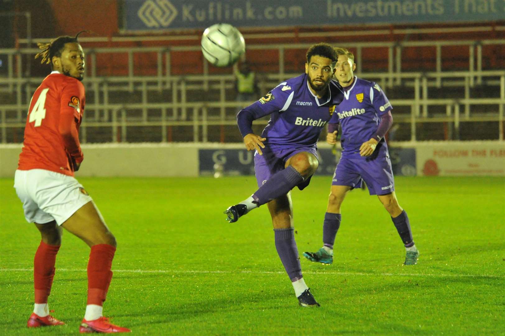 Noah Chesmain in action for Maidstone at Ebbsfleet Picture: Steve Terrell
