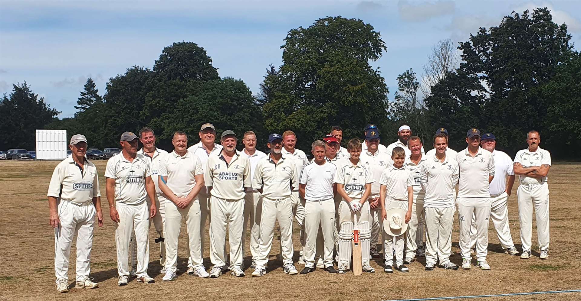 The two teams which played in the T20 game to mark Sheldwich Cricket Club's 100th year celebrations