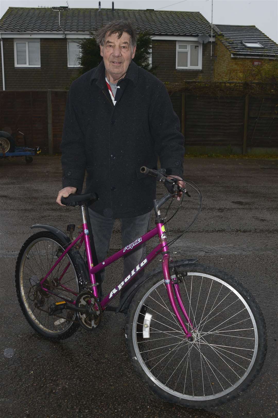 Michael Furness otherwise known as Mike the Bike with one of his recycled bikes