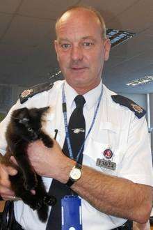PC Trevor Moody with the abandoned kitten