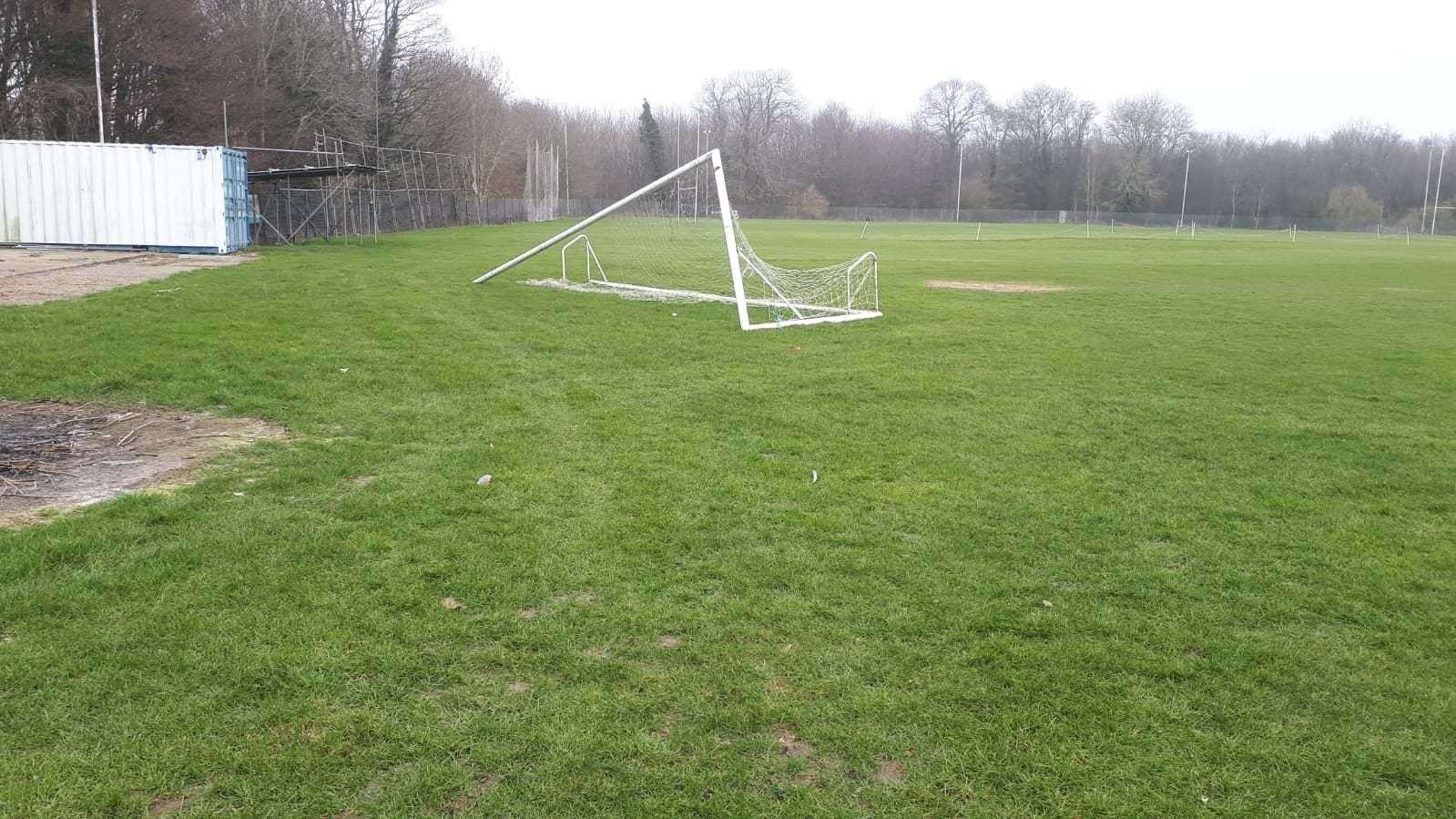 Damage done at Lordswood Football Club Picture: @LordswoodFC