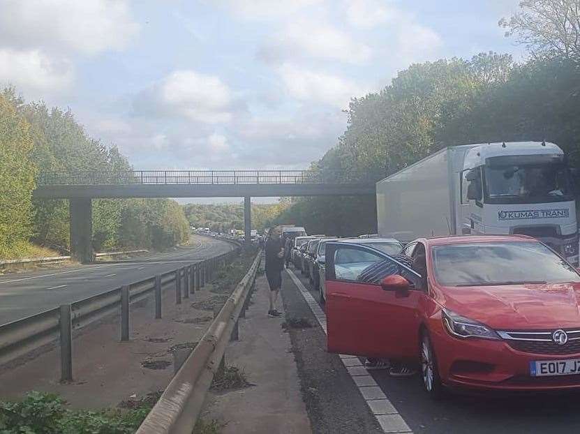 Traffic has been tailing back on the M2 for hours. Picture: Dulcie Rowe