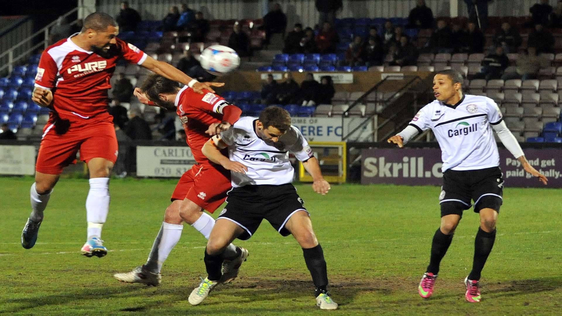 Ross Lafayette fails to connect with a first-half header. Picture: David Brown