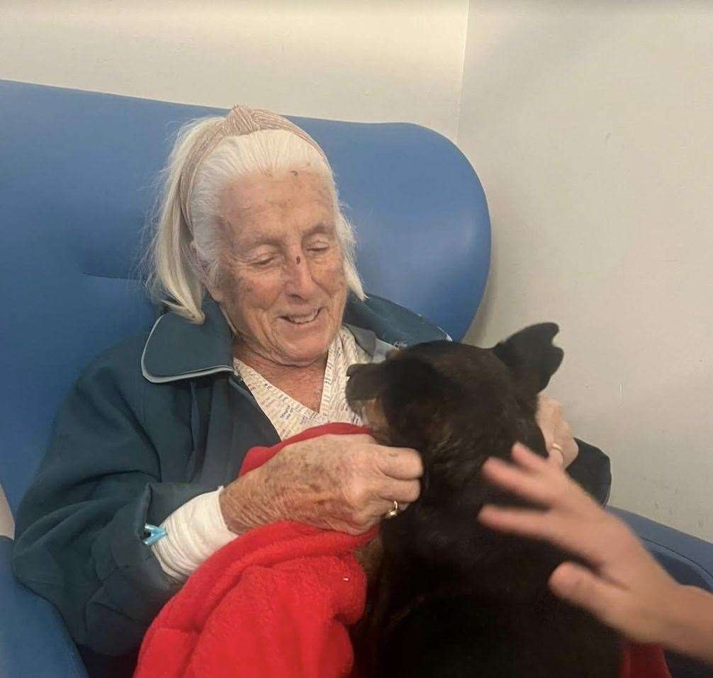 Dora Scrivener with dog Maddie. Picture: East Kent Hospitals University NHS Foundation Trust