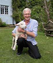 Paul O'Grady with his rescued lamb. Picture courtesy Joseph Murphy/RSPCA
