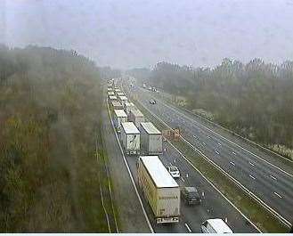 Traffic builds up on the M20. Picture: National Highways