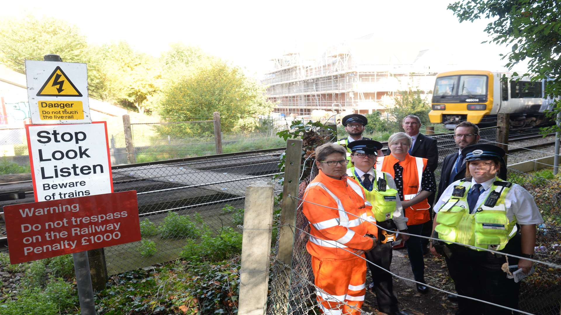 Network Rail and Southeastern staff along with Cllr Mike Whiting at Simpson's Level Crossing