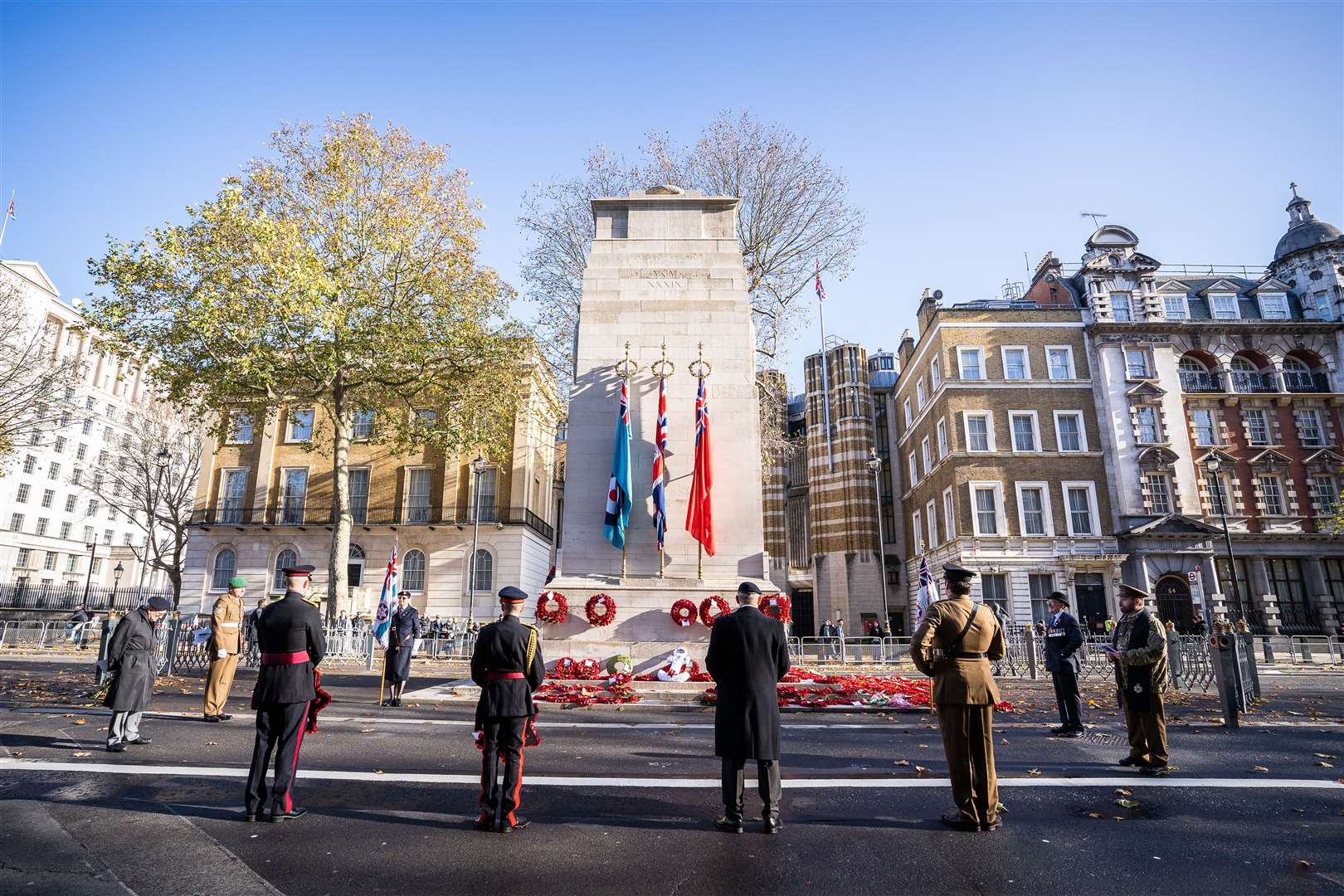 A small socially distanced ceremony took place at the Cenotaph (AJEX/PA)