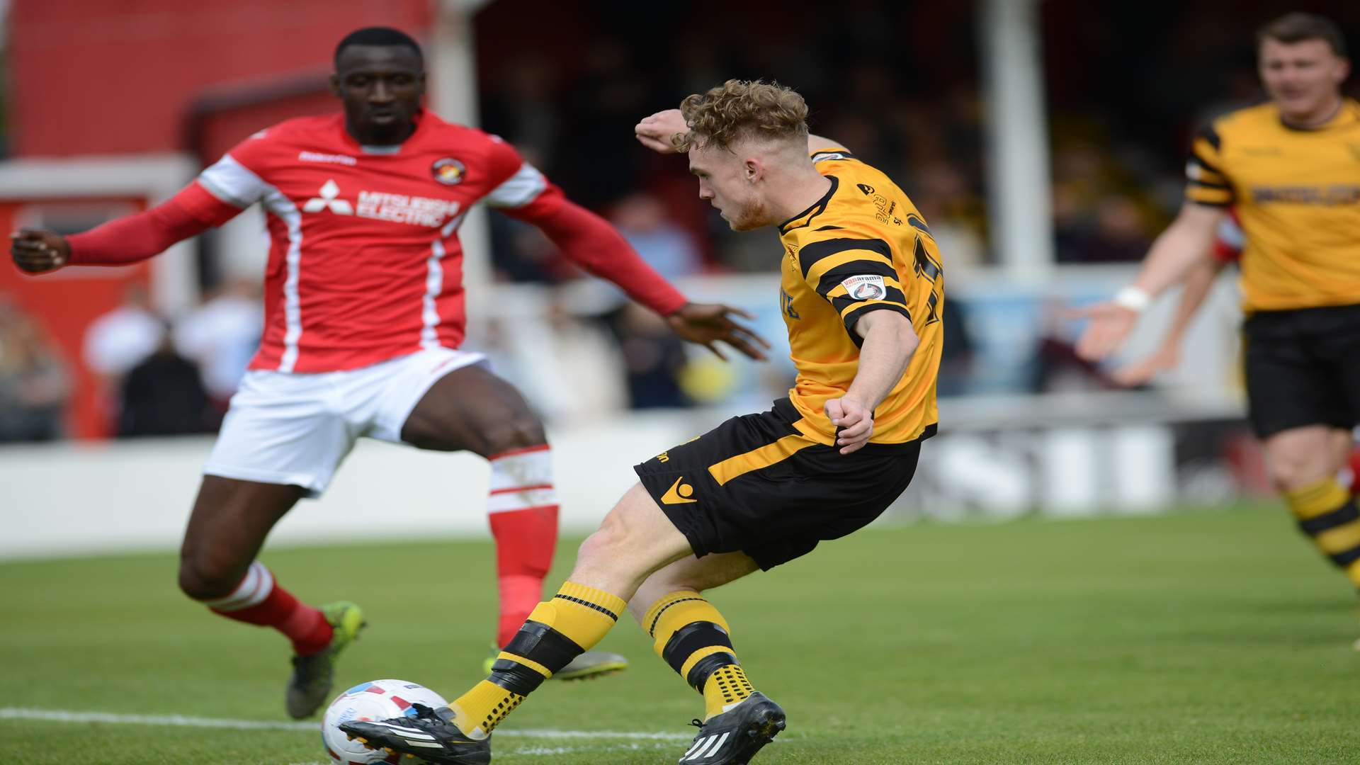 Bobby-Joe Taylor levels for Maidstone early in the second half. Picture: Gary Browne