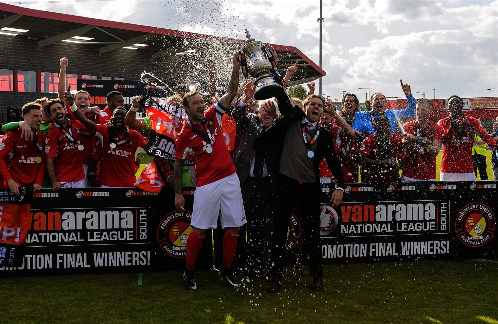 Ebbsfleet celebrate winning the National League South play-off final Picture: Andy Payton