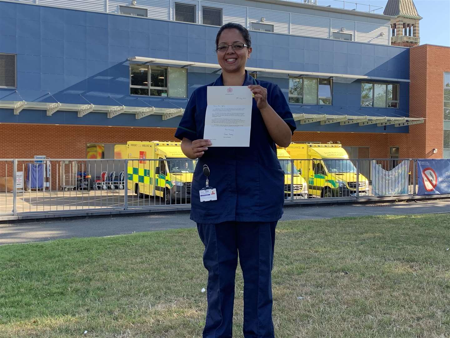 Head of nursing Sakina Jaffrey with her letter from the Queen