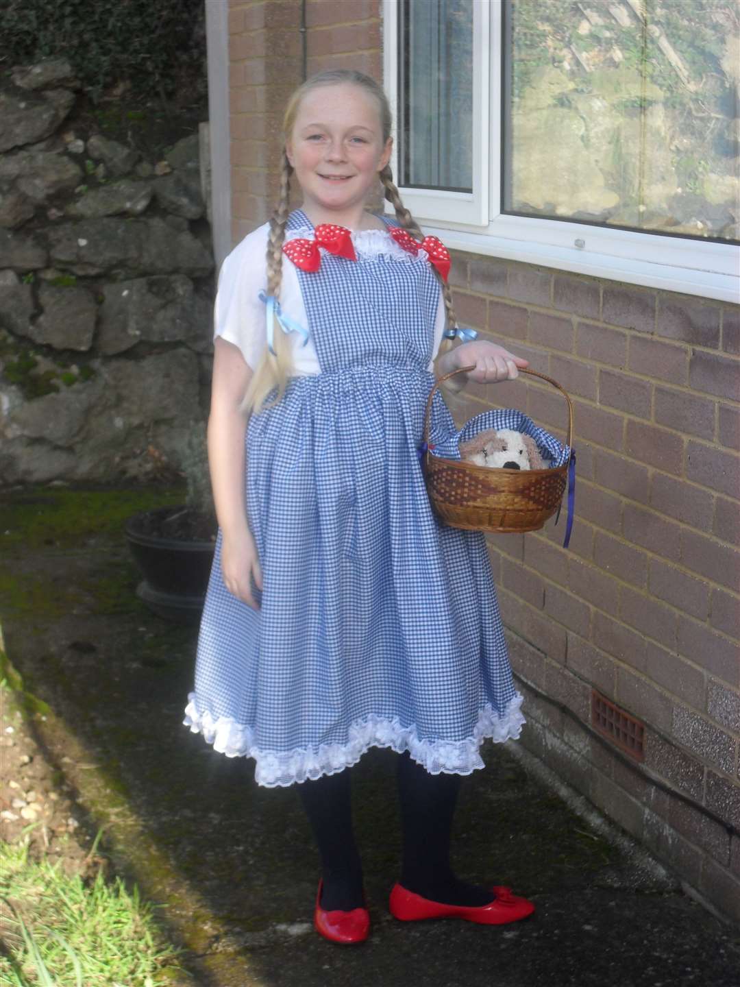 Nancy Plumb dressed as Dorothy , off on her way to Roseacre Junior School Bearsted