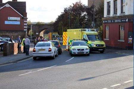 Accident at the junction of North Street and Gun Lane in Strood. Picture by John Ford.