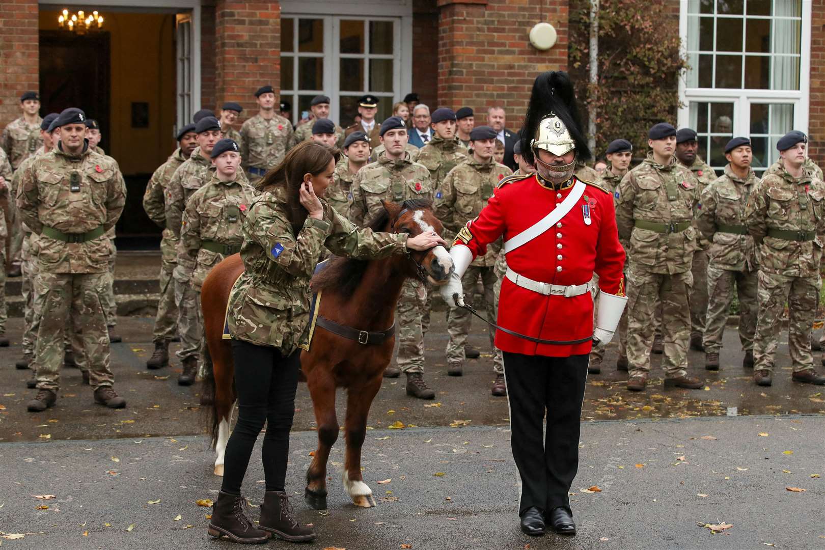 The Princess of Wales promoted the regimental mascot, a Bay Welsh Mountain Pony called Trooper ‘Longface’ Emrys Jones, from Lance Corporal to Corporal (Chris Radburn/ PA)