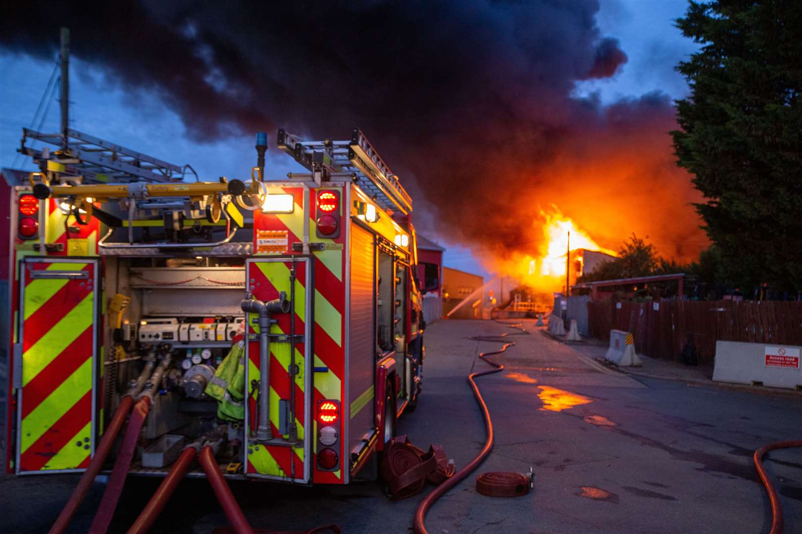 Kent Fire and Rescue Service at the scene of a fire on an industrial unit near Hoo Marina Park. Photos from Kent Fire and Rescue Service