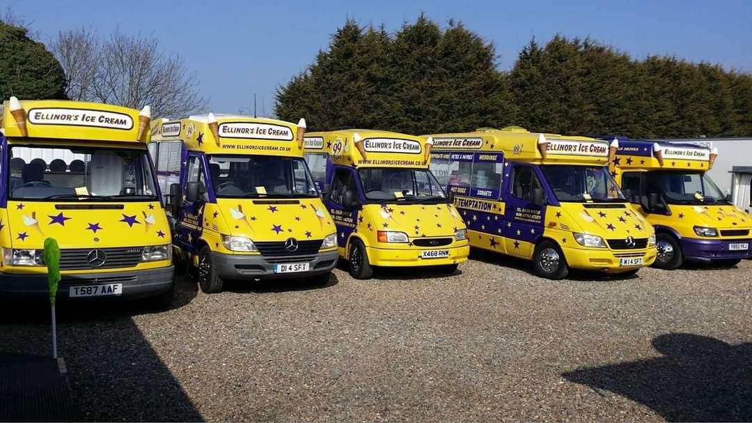 The fleet of Ellinor Ice Cream vans