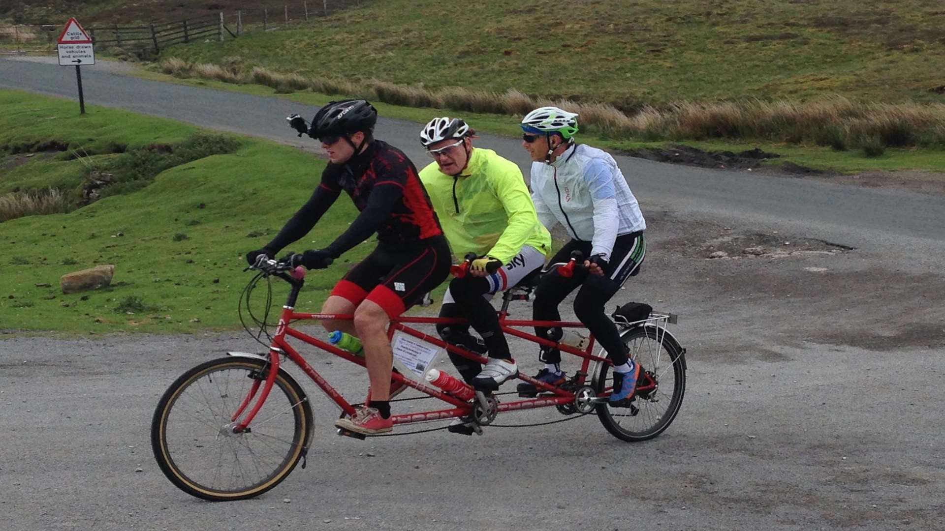 Billy Spellman, Andy Gray and Andy Leyland on their trandem.