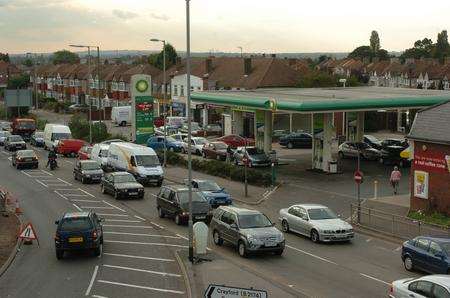 Motorists panic buy at the pumps during fuel protests in 2005