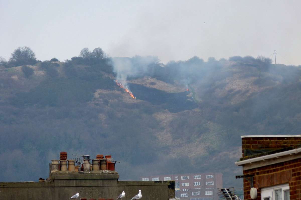The large grass fire off Dover Hill, Folkestone. Picture: Folkestone WNBR via Twitter.