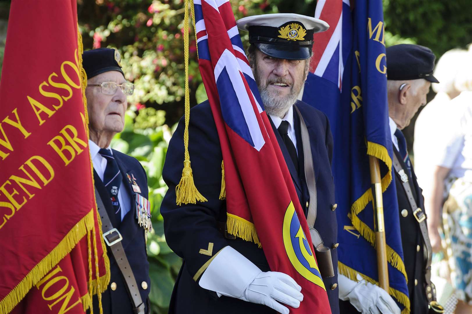 The standard bearers, from left, Wallace Gooch, Mike Hegarty and John Stanford