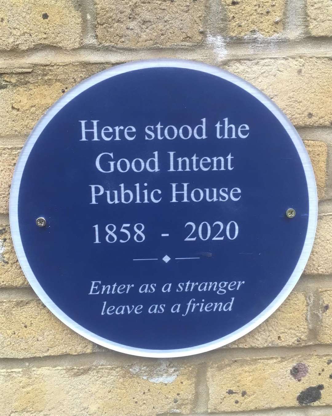 The plaque has been installed on site of former Good Intent pub in Rochester