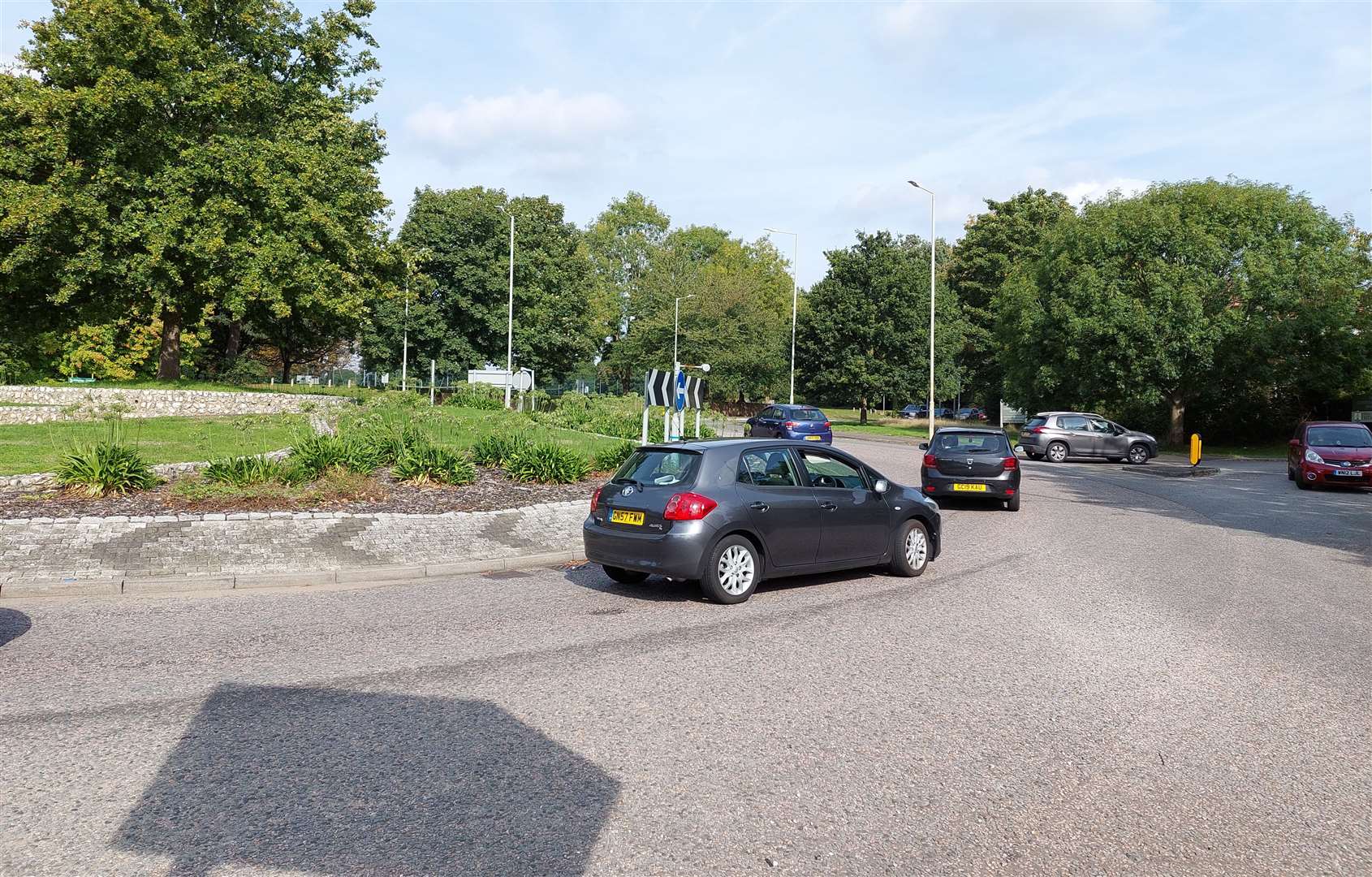 Drivers are having to go the wrong way around the roundabout outside the Conningbrook Hotel