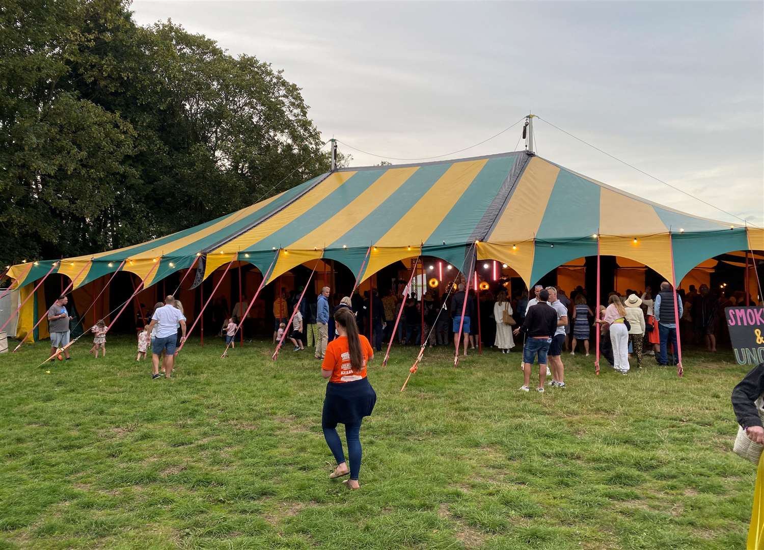 A large striped tent housed a secondary stage at the Smoked & Uncut Festival in Bridge, near Canterbury