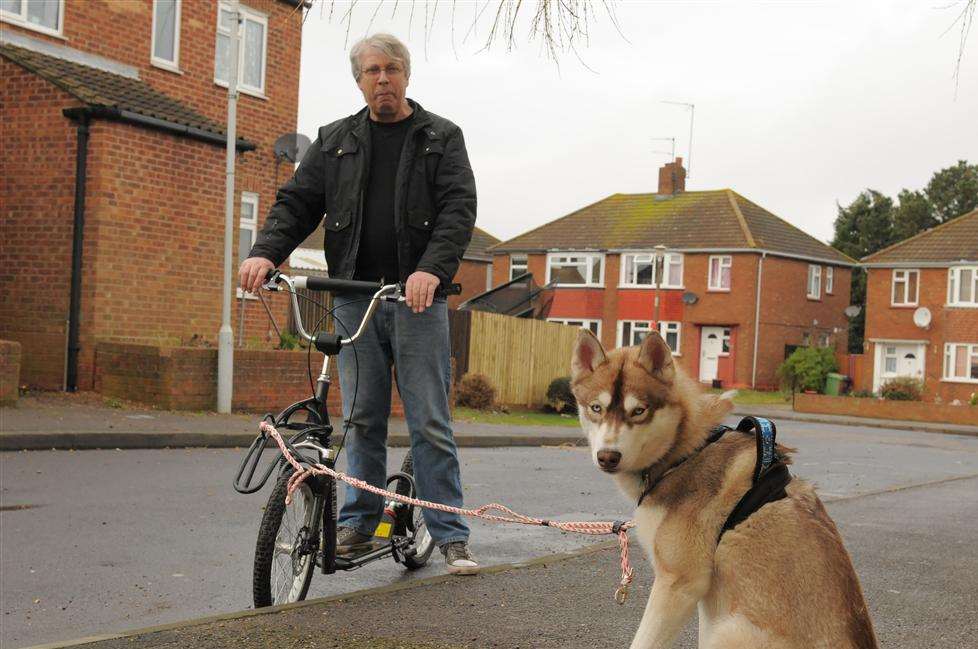 Pete Sewell and his Husky dog 'Timber'