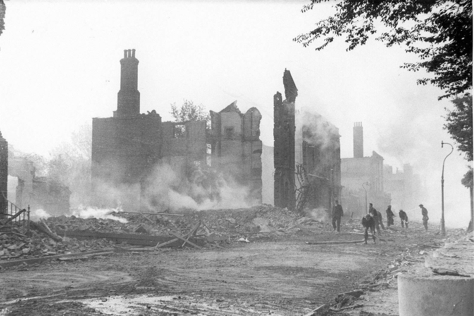 St George's Place, Canterbury, after being bombed in 1942. Picture: Paul Crampton