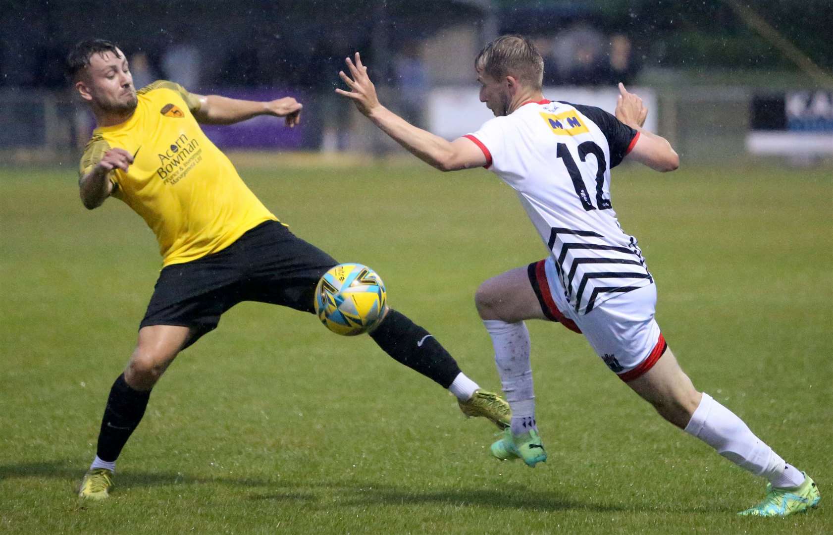 Midfielder Macauley Murray in action for Deal against Minster. Picture: Paul Willmott