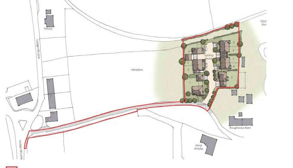 A plan of how the nine proposed homes, off Lodge Hill Lane, Chattenden, would look. Picture: On Architecture Ltd