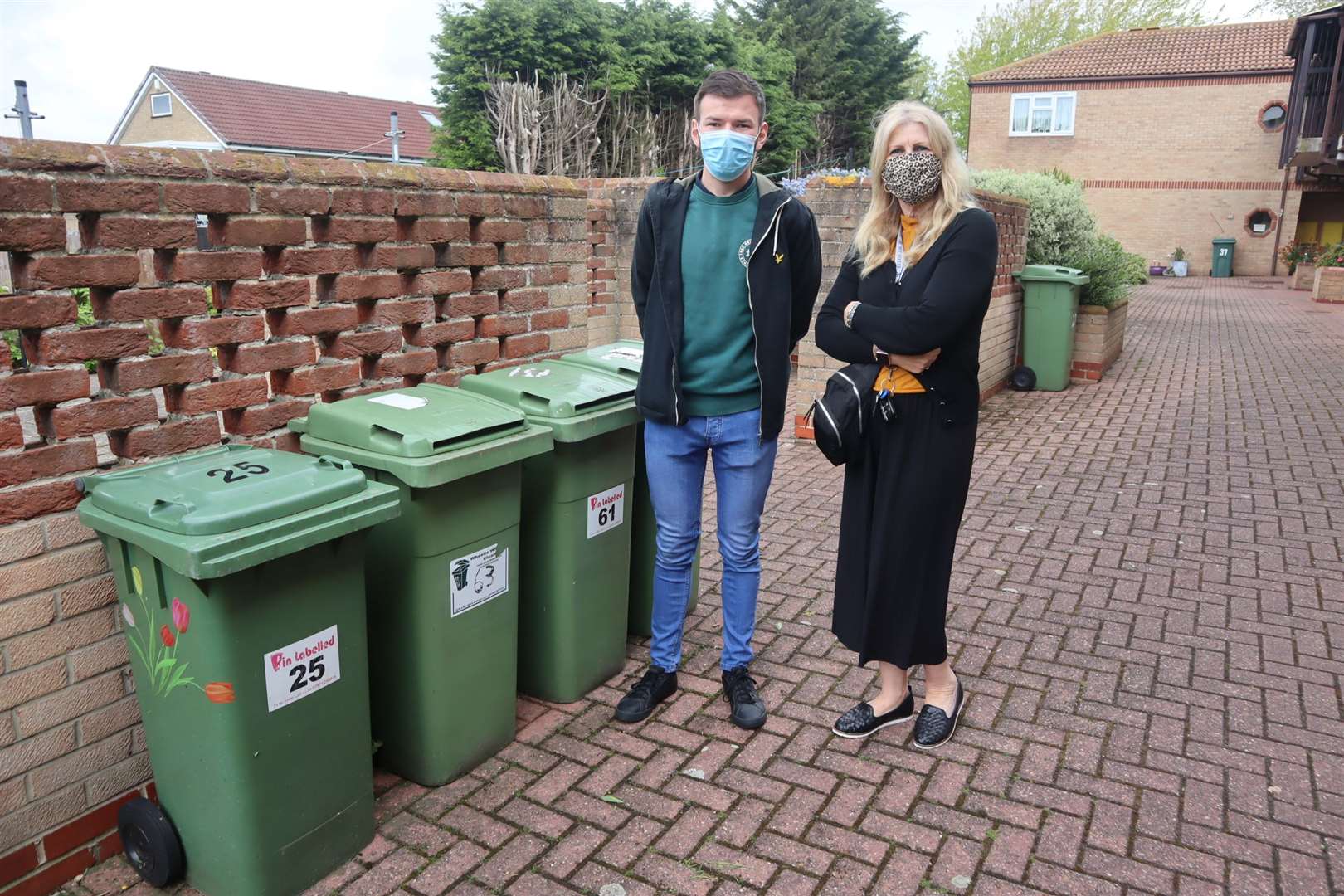 Kieran Payne and Jean Newman at The Maples, The Broadway, Minster, Sheppey, complaining that Optivo won't let residents keep their rubbish bins upstairs