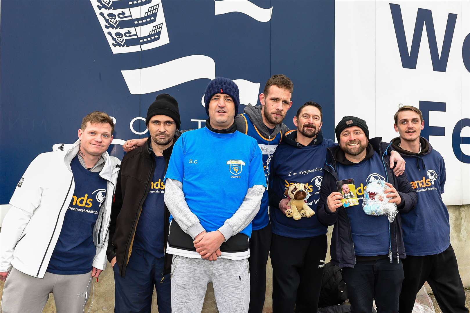 SANDS FC is a charity football club made up of dads who have lost babies through still birth or sudden infant death. They set off on a charity walk to the QEQM in Margate to hand over teddy bears for poorly children in Rainbow Ward